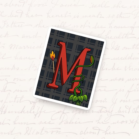 Letter M Vinyl Sticker Artistic Monogram Waterproof Decal Unique Initial Gift for Journals Water Bottles and Tablets Alphabet Stickers