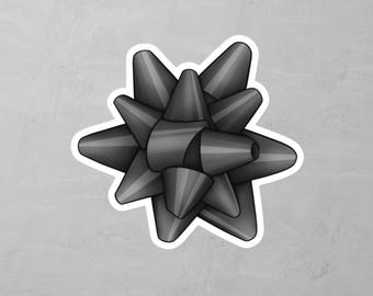 Geschenk Schleife Vinyl Aufkleber: Moderne schwarze Schleife wasserfester Aufkleber