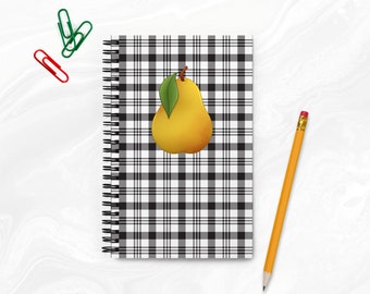 Pear on Plaid Dot Grid Spiral Notebook