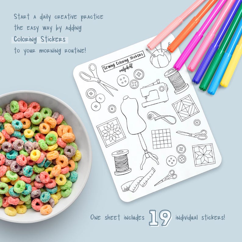 Start Coloring Sticker Sewing Coloring Stickers: Cozy Crafts Journal Sticker Sheet - Etsy