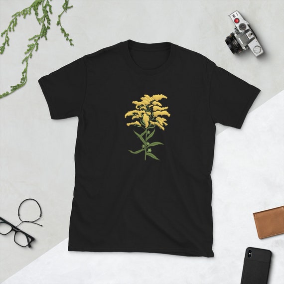Goldenrod Flower T-Shirt Solidago Floral Shirt for Plant Lovers Minimalist Botanical Art Tee Fall Nature Aesthetic Autumn Wildflower Shirt
