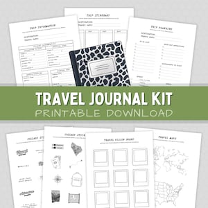 Reisejournal Vorlage Digitaler Download Reiseplanung Karten und druckbare Reiseaufkleber für DIY Reisetagebuch