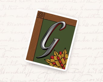 Letter G Vinyl Sticker, Typography Monogram Decal