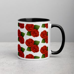 ローズ柄の花柄コーヒーマグ バレンタイン装飾ギフト