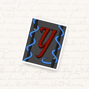 Buchstabe Y Vinyl Aufkleber Fettmonogramm Typografie Wasserdichter Aufkleber Einzigartiges Geschenk für Wasserflaschen und Journale Storybook Alphabet Art