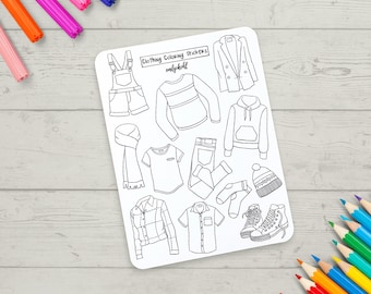 Coloring Stickers, Fashion Clothing Themed Sticker Sheet