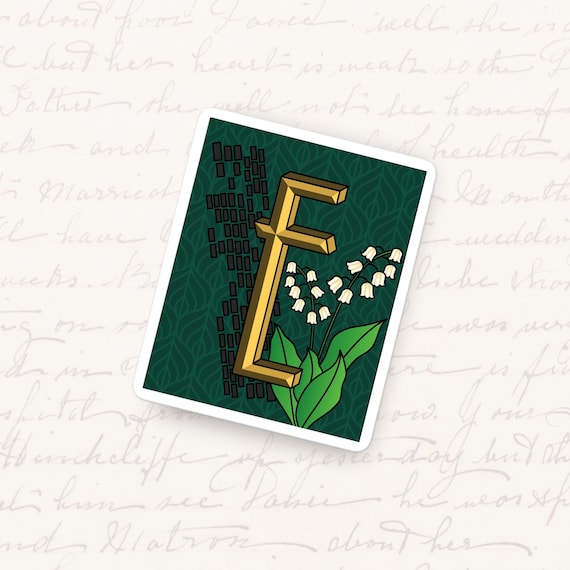 Letter E Vinyl Sticker Floral Monogram Waterproof Decal Unique Initial Gift for Journals Tablets and Water Bottles Artistic Botanical