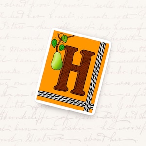 Letter H vinyl sticker artistiek monogram waterdichte sticker uniek eerste cadeau voor tijdschriften laptops en leestabletten typografie serie