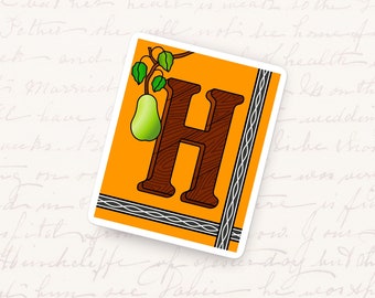 Letter H Vinyl Sticker, Monogram Typography Decal