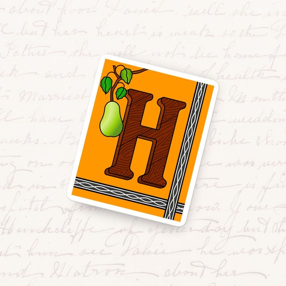 Letter H Vinyl Sticker Artistic Monogram Waterproof Decal Unique Initial Gift for Journals Laptops and Reading Tablets Typography Series