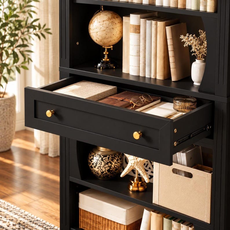 Living Room Bookcase, Tall Arched Bookshelf 6-tier With LED Lights and ...