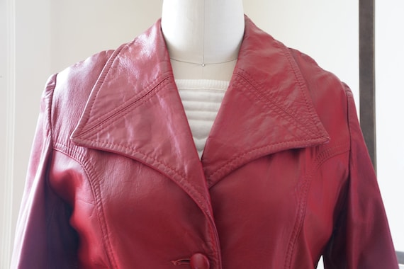 Vintage 1970s Leather Jacket / Red Leather Jacket… - image 2