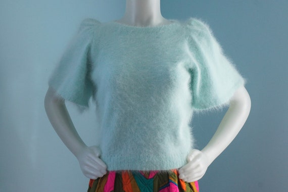 Vintage 1970s Mary Farrin Sweater / Mint Green An… - image 2