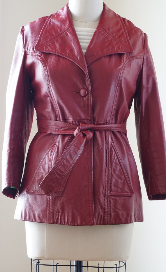 Vintage 1970s Leather Jacket / Red Leather Jacket… - image 8