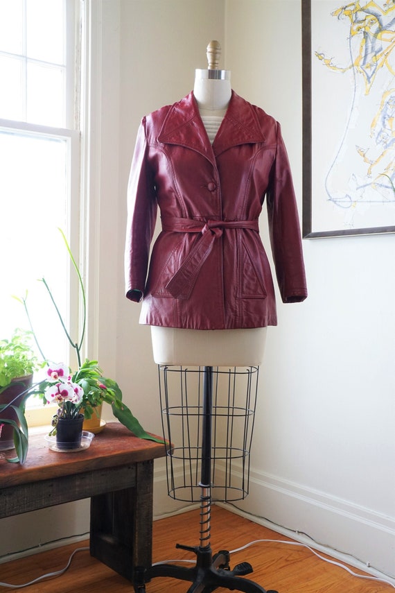 Vintage 1970s Leather Jacket / Red Leather Jacket 