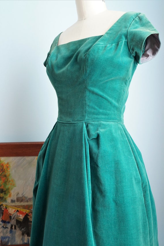 Vintage 1950’s Cocktail Dress / Kay Selig / Green… - image 4