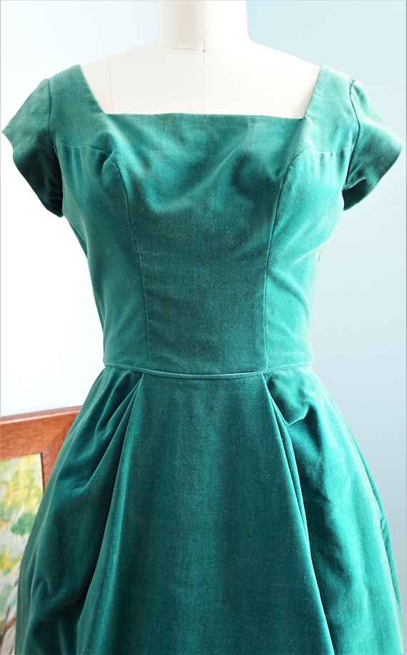 Vintage 1950’s Cocktail Dress / Kay Selig / Green… - image 2