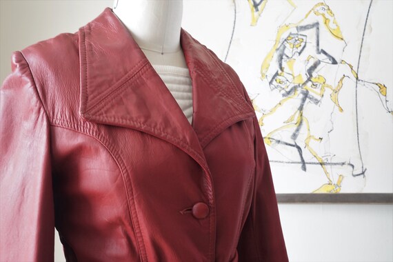 Vintage 1970s Leather Jacket / Red Leather Jacket… - image 4