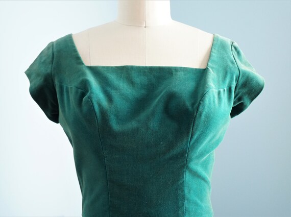 Vintage 1950’s Cocktail Dress / Kay Selig / Green… - image 3