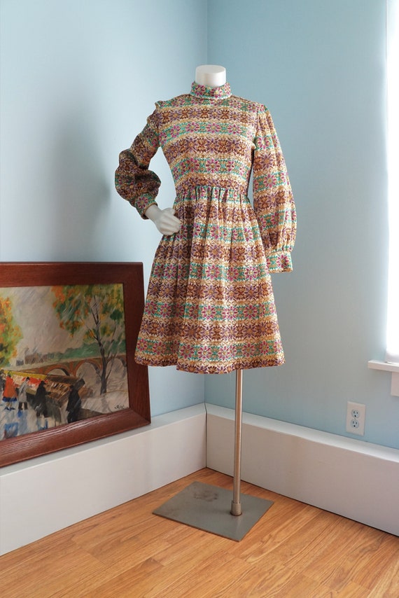 Vintage 1960's Lam Dress / Sara Fredericks / Metallic Eyelet Dress W/  Balloon Sleeves / 34 Bust - Etsy