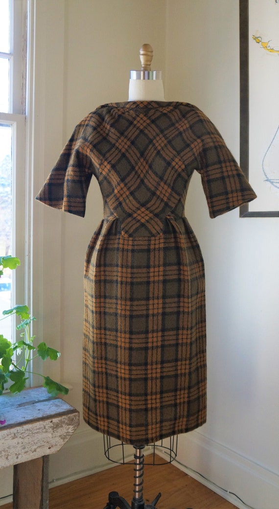 Vintage 1950s Madame Gres Dress / Homespun Checks