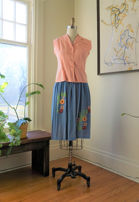 Vintage 1950s Linen Blouse / Jackfin Blouse Summer
