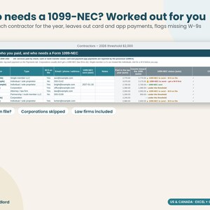 Landlord Tax Prep Organizer 2026: Rental Property Tax Checklist and 1099-NEC Tracker, Excel Google Sheets image 3