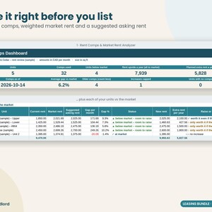 Pakket voor verhuurders: verhuur en huurprijsbepaling, huurvergelijkingsanalyse, leegstandsmonitor, huurderscreening, huurmonitor (Excel, Google Sheets) afbeelding 3