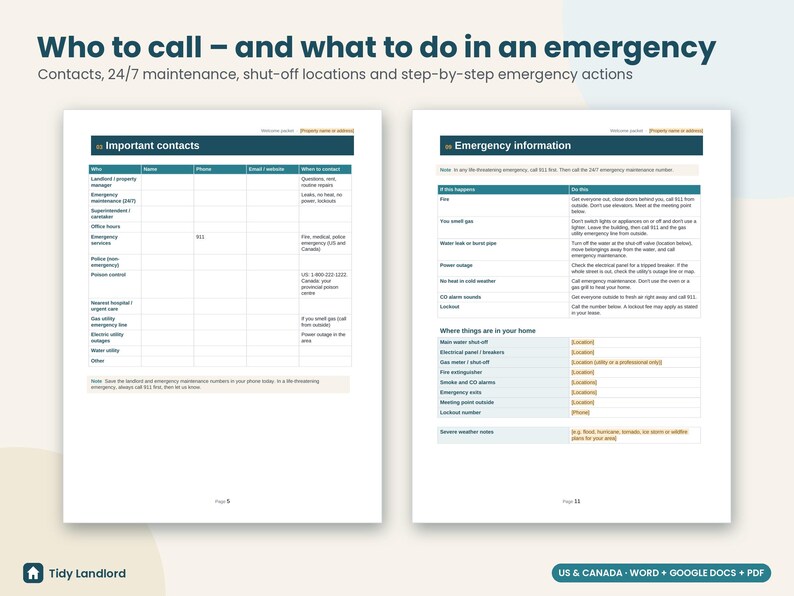 Tenant Welcome Packet Editable, Landlord Welcome Letter, Move In Checklist, Rental Welcome Book, Word Google Docs, Fillable PDF image 4
