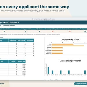 Pakket voor verhuurders: verhuur en huurprijsbepaling, huurvergelijkingsanalyse, leegstandsmonitor, huurderscreening, huurmonitor (Excel, Google Sheets) afbeelding 5