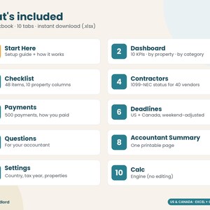 Landlord Tax Prep Organizer 2026: Rental Property Tax Checklist and 1099-NEC Tracker, Excel Google Sheets image 8