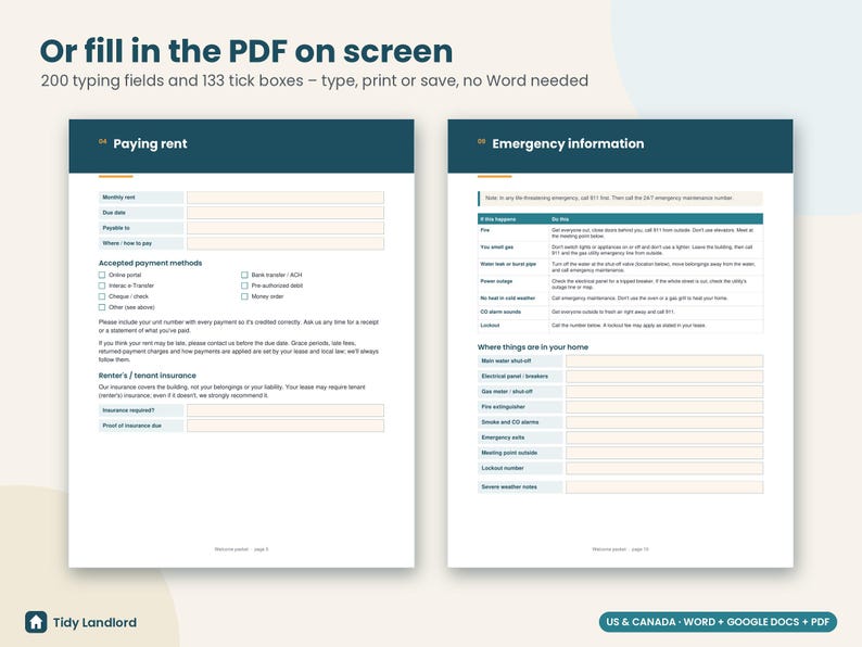 Tenant Welcome Packet Editable, Landlord Welcome Letter, Move In Checklist, Rental Welcome Book, Word Google Docs, Fillable PDF image 8