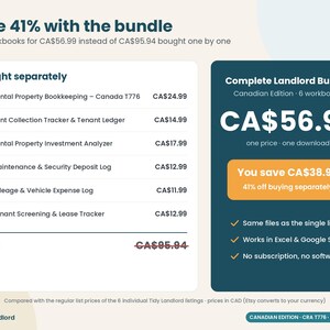 Kanadisches Vermieterpaket, 6 Tabellenkalkulationen für Mietobjekte, CRA T776 Buchhaltung, Mietverfolgung, Investitionsanalyse & mehr, Excel-Tabellen Bild 7