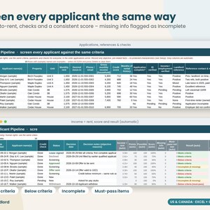 Spreadsheet voor het screenen van huurders, overzicht van huuraanvragen, overzicht van aflopende en verlengde huurcontracten, datum van kennisgeving huurverhoging, Excel Google Sheets afbeelding 3