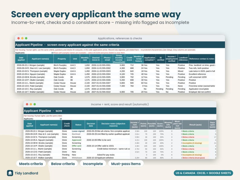 Spreadsheet voor het screenen van huurders, overzicht van huuraanvragen, overzicht van aflopende en verlengde huurcontracten, datum van kennisgeving huurverhoging, Excel Google Sheets afbeelding 3