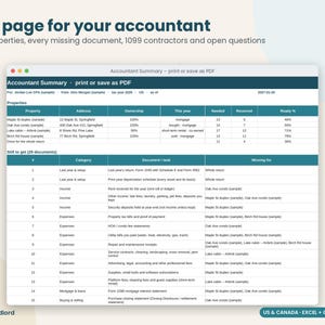 Landlord Tax Prep Organizer 2026: Rental Property Tax Checklist and 1099-NEC Tracker, Excel Google Sheets image 4