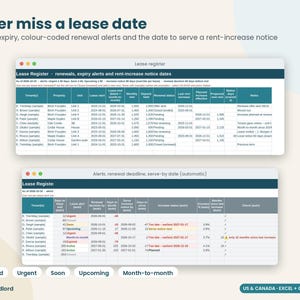 Spreadsheet voor het screenen van huurders, overzicht van huuraanvragen, overzicht van aflopende en verlengde huurcontracten, datum van kennisgeving huurverhoging, Excel Google Sheets afbeelding 5