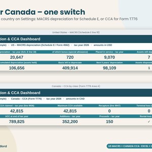 Rental Property Depreciation Schedule, MACRS & CCA Calculator, Landlord Tax Spreadsheet, Schedule E, T776, Excel Google Sheets image 2