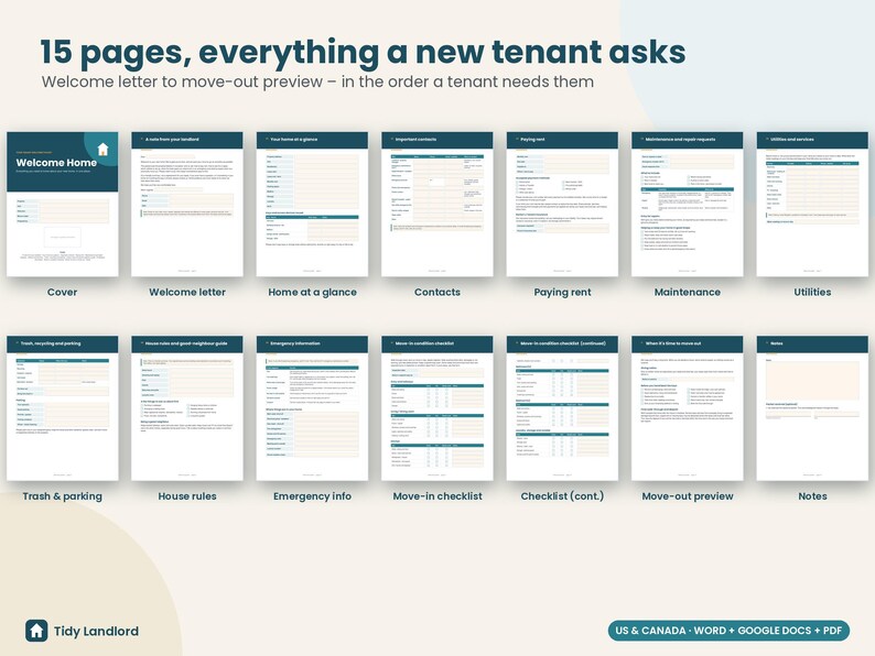 Tenant Welcome Packet Editable, Landlord Welcome Letter, Move In Checklist, Rental Welcome Book, Word Google Docs, Fillable PDF image 2