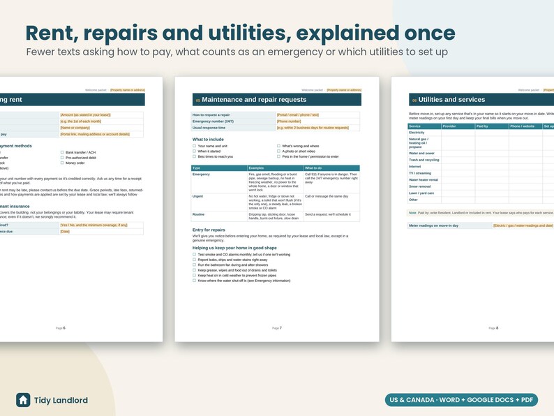 Tenant Welcome Packet Editable, Landlord Welcome Letter, Move In Checklist, Rental Welcome Book, Word Google Docs, Fillable PDF image 6