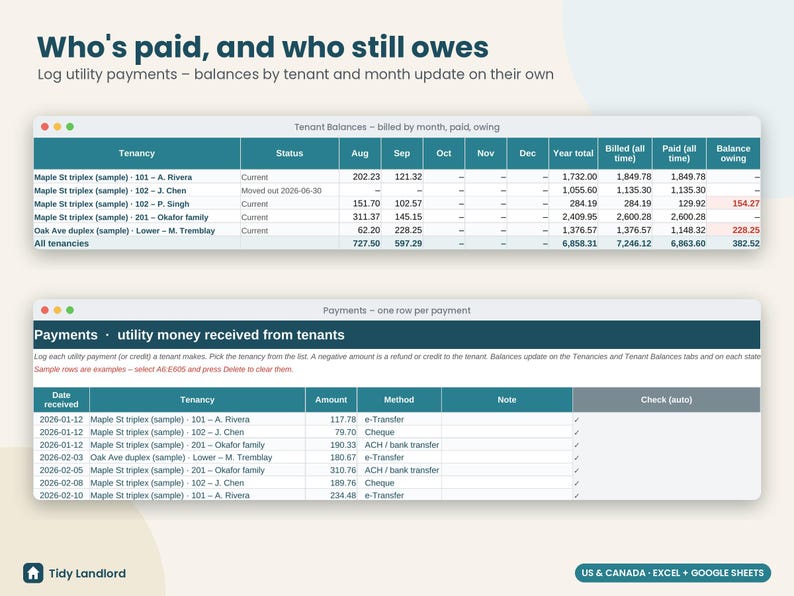 Utility Bill Split Calculator, RUBS Landlord Spreadsheet, Tenant Utility Billing, Shared Meter, Rental Property, Excel Google Sheets image 6
