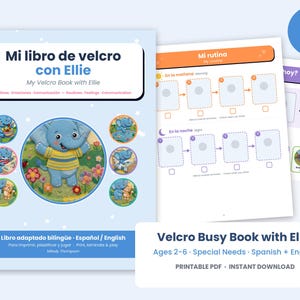Velcro Busy Book Printable, Bilingual Spanish English Adapted Book, Autism Visual Schedule, Feelings, First Then, Toddler Special Needs