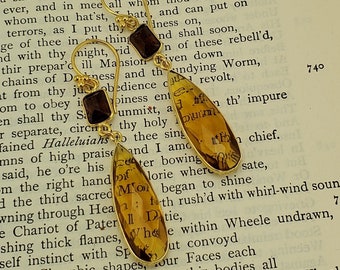 FALL SUNSET: Honey or Whiskey Topaz and Garnet Teardrop Earrings