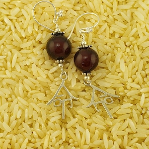 Kanji for &quot;Destiny&quot; and Murano-Made Glass Dark Cherry Red Earrings