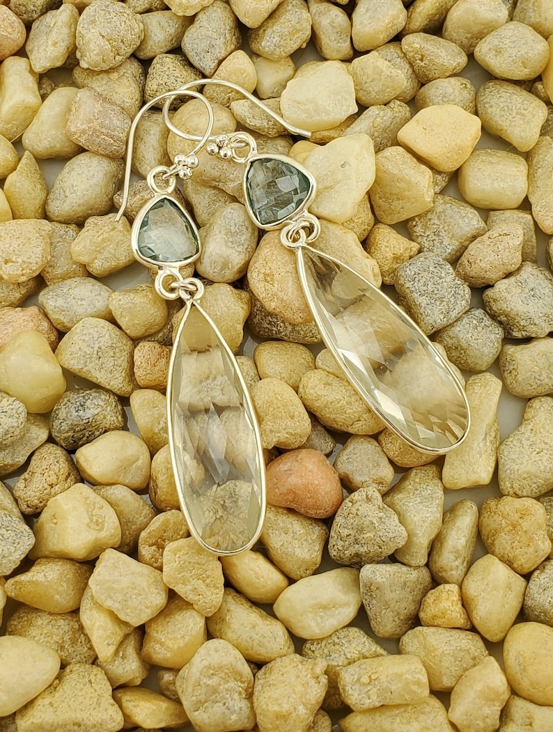 Summer Sky Light Blue Topaz and Rock Crystal Teardrops in Sterling Silver