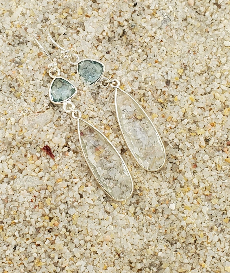 Summer Sky Light Blue Topaz and Rock Crystal Teardrops in Sterling Silver