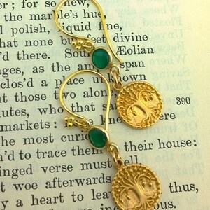 Tree of Life II: Green Onyx and Golden Tree of Life Earrings