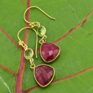 Edgy Elegant V: Ruby and Peridot Earrings