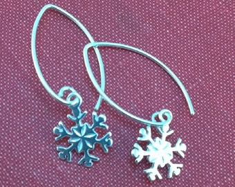 Sterling Silver Falling Snowflake Earrings