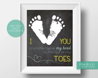 I Heart You - Add Your Footprints, Printable // Instant Download // Chalkboard